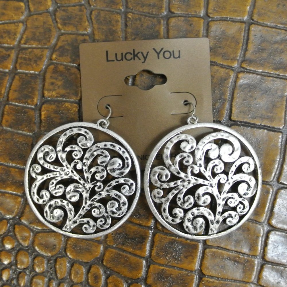 NWT Lucky You Silver Tone Earrings